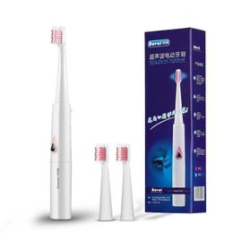 Bakeey Electric Sonic Vibration Toothbrush Portable IPX7 Waterproof DuPont Bristles Tooth Brush with 2 Brush Heads - Green