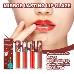 Weihnachten dauerhafte Lip Glasur Lippen Glanz samt matte Lippenstifte glänzend sexy rot Frauen Mode Make-up