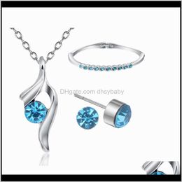 Bracelet, & Drop Delivery 2021 Fashion Crystal Bracelet Necklace Earrings Jewelry Sets Exquisite Diamond Three Piece Suit For Women Wedding B