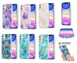 Electroplated Geometric Phone Case For iPhone 7 8 7 Plus 8 Plus X XR XS Max 11 Pro Max 12 ProMarble Soft Back Cover Coque