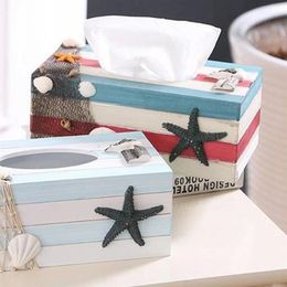 Tissue Boxes & Napkins 1PC Mediterranean Decorative Box Wooden Crafts Storage Home Desktop Decoration