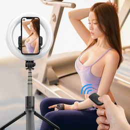 4 In 1 Wireless Bluetooth-compatible Selfie Stick Handheld Remote Shutter 1.6M Tripod with 8Inch Led Ring Photography Light