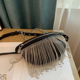 Fabulous tassel bag high quality leather purse with chain Pink White Black Womens designer fashion waist bags crossbody pocket handbag