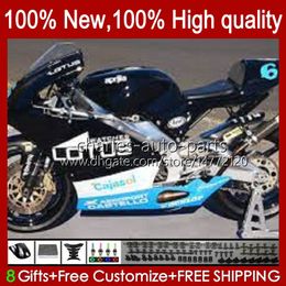 Body +Tank cover For Aprilia RS-250 RSV RS 250 RSV-250 RS250 RR RS250R 98 99 00 01 02 03 23No.53 RSV250 98-03 Black cyan white RSV250RR 1998 1999 2000 2001 2002 2003 Fairing Kit