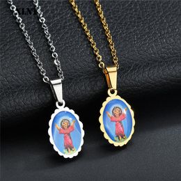 Pendant Necklaces XLNT Wholesale Lucky Gold Silver Colour Enamel Blessed Chain Women Girls Christianity Jewellery