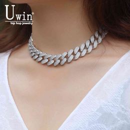 Uwin 20mm Miami Necklaces Luxury Cuban Link CZ Baguette Iced Out Zircon Pave Bling Jewelry Fashion Hiphop For Men X0509