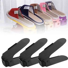 8pc/10pc Double Layer Adjustable Shoe Organizer Shoe Box Stand Shelf Space Saving Closet Shoes Storage Rack Holder For Home 210811