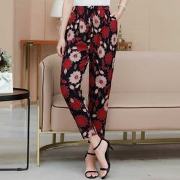 Female Harem Pants Summer Vintage Loose Casual Flowers Print Elastic Waist Ankle-Length Pants Women Trousers Q0801