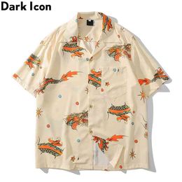 Dark Icon Dragon Print Hawaiian Shirt Men Summer Street Men's Shirts Vintage Cube for Man 210809