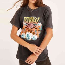 Jastie Oversize Boho Graphic Tees O-Neck Short Sleeve Summer Women tshirts Tops Y2K Casual Loose Beach T-Shirt Female Tops 210419