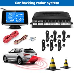 Car Rear View Cameras& Parking Sensors Backing Radar Sensor 6 Ultrasonic 2.5m Distance Detection LCD Display 360-degree Rotation Auto Alarm