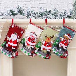 Christmas socks gift bag decoration props Santa Claus snowman large gifts candy bags stocking decorations free ship 12pcs