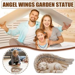 Garden Decorations Sleeping Dog Angel Statue Home Interior And Outdoor With Lettering Desktop Decoracions Accessories