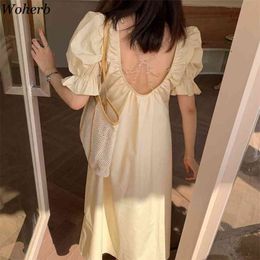 Maxi Dresses for Women Sexy Lady Hollow Out Backless Vestidos Mujer Chic Beading Robe Loose Elegant Korean Dress 95306 210519