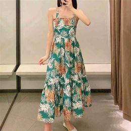 Women Summer Bohemian Tank Dress Sleeveless Print Off shoulder Female Elegant Fashion A-Line Dresses Clothes Vestidos 210513