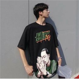 short-sleeved t-shirt men's round neck cotton bottoming shirt with white spring and autumn tops 210420
