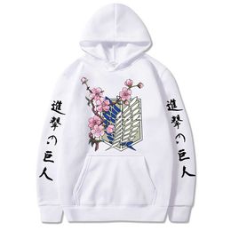 Anime Attack on Titan Printed Long Sleeved Hoodie Men Women Tops Harajuku Clothes Y0804