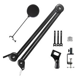 Microphone Boom Arm Stand Microphone Pop Filter Set Cantilever Bracket Tripod Suspension Scissor Spring Built-in Mic