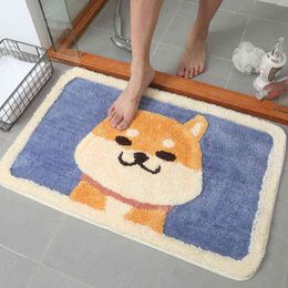 Animal dog Carpet Door mat Akita and Kirky carpet soft mats cute Home bathroom Balcony doorway rug absorbent Non-slip gift 211109