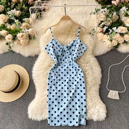 DEAT Women Sweet Wave Point Lace Tie Suspender Dress V-neck Slim Short Fashion Spring Summer 11B524 210709