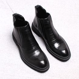 Men's Handmade Genuine Leather Burgundy Black High-quality Shoes Retro Trendy Fashion Comfortable Casual Short Boots