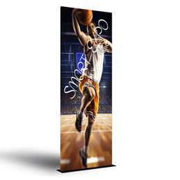 Economic Straight Advertising Display Banner with Steel Plate Base Tension Fabric Graphic Portable Carry Bag