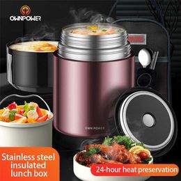 OWNPOWER Food Thermos,304 Stainless Steel Lunch Box,800ml/1000ml/1200ml, Insulated Container Business Portable Picnic, Noodles 211108