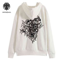 ANDEMONGEL Cthulhu Mythos Yog-Sothoth White High Street Men Women Unisex Oversize Cotton Hoodie Hooded Autumn Sweatshirt Y1120