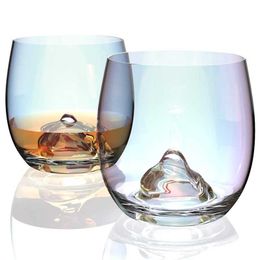 2 peças Óculos de uísque Óculos Old Fashioned LeadFree Handblown Cristal Uísque Tumbler para Bourbon Scotch Vodka Conhaque 350ml 12oz X0703