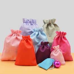 Linen Cotton Drawstring Bag Gift Bags Small DIY Jewellery Burlap Pouch Package Home Storage Packaging
