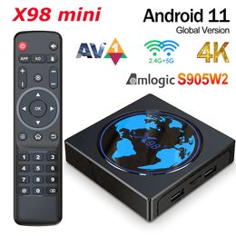 X98 MINI 2GB 16GB SMART TV BOX ANDROID 11 X98MINI AMLOGIC S905W2 QUAD CORE 2.4G 5G WIFI 100M 4K 60FPSメディアプレーヤー