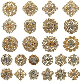 WEIMANJINGDIAN Brand Factory Price Lots of 24 Pcs Mixed Flower Brooches Set for DIY Wedding Bouquets Pins Accessories Kits