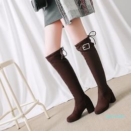 Boots Big Size Fashion Of High-heeled Women's With Tie-up After Knee-length Buckle And Strap-up Jacket