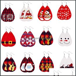 Dangle & Chandelier Earrings Jewellery Pu Leather Faux Drops For Women Christmas Tree Bell Deer Earring Gift Drop Delivery 2021 Ot6H3