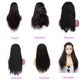 Brazilian Human Hair 13X4 Lace Front Wigs Deep Wave Kinky Curly Straight Body Wave 14-32inch Wig Wholesale Natural Color