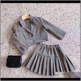 Sets Clothing Baby Maternity Drop Delivery 2021 Childrens Spring Girl Formal Set Jacketskirt 2Pcs Toddler Kids Girls Suit Blazer Jacket Thick