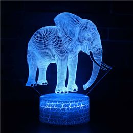 Acrylic Table Lamp Elephant Figure For Home Room Decor Colourful LED Light Kid Child Gift 3D Night Lights