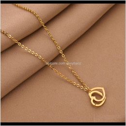 Pendant Necklaces & Pendants Drop Delivery 2021 Double Ring Heart Clavicle Chain Simple Temperament Necklace Womens Niche Design Feeling Net