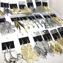 Wholesale 40 Pairs of Dangle Womens Drop Earrings Silver Golden Plated Hook Eardrop Fashion Jewellery Party Wedding Favour Gifts Mix Styles