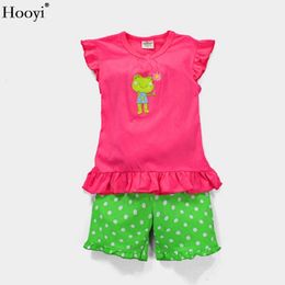 Summer Girls Pajamas Suit Frog Children Clothing Sets Baby Girl Clothing pijamas Kid pyjama Infant home clothes tee shirts 210413
