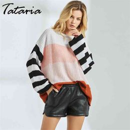 1 Women Sweater Batwing Sexy Long Sleeve Pullovers O-Neck Knitted Tops Loose Casual Pink s 210514