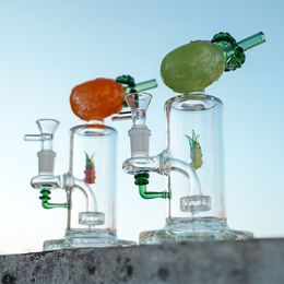 Popular 7.4 Inch Hookahs Pineapple Shape Unique Glass Bongs Colourful Oil Dab Rigs Showerhead Percolator Water Pipes 14mm Female Joint With Bowl