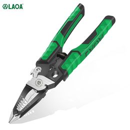 LAOA 9 in 1 Electrician Pliers Multifunctional Needle Nose Pliers for Wire Stripping Cable Cutters Terminal Crimping Hand Tools 211110