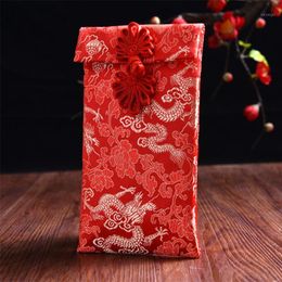 Storage Bags 10Pcs Chinese Red Tassel Knot Lucky Money Bag Brocade Wedding Party Jewellery Pocket Cloth Gift