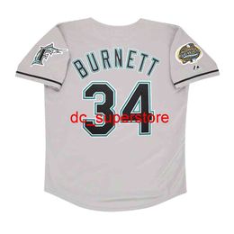 Custom sewing A. J. Burnett 2003 Florida World Series Men's Grey Road Jersey Men Women Youth Baseball Jersey XS-6XL