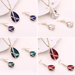 Earrings & Necklace Luxury Water Drop Crystal Earring Sets Jewellery Set Fashion Women Bridal Wedding Party Costumes Gifts Accessories