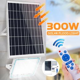 300W 300LED 5000LM Solar Powered Flood Light Remote Control Sensor Timing Outdoor Waterproof IP65