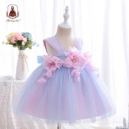 Yoliyolei Sling Baby Children Dresses Flower Girl Ball Gowns Summer Tulle Dresses Casual Wedding Party Kids Clothes for 1-4Y Q0716