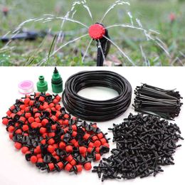 15M 1/4'' Hose DIY Drip Irrigation System Garden Portable Misting Cooling Automatic Watering Kit With Adjustable Dripper Nozzle 210610