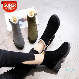 Snow boots women's autumn and winter plus velvet warm short children students thick-heeled round toe cotton shoes high-top trend #Mt2J